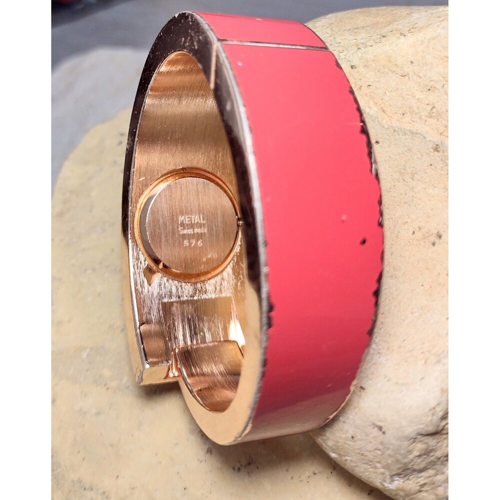 Vintage Samba Cuff Bracelet Watch Enamel Birds 1940s 50s - Picture 7 of 8